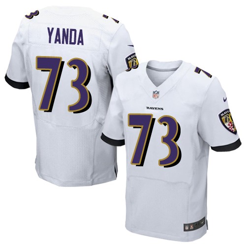 Men's Elite Marshal Yanda Nike Jersey White Road - #73 NFL Baltimore Ravens